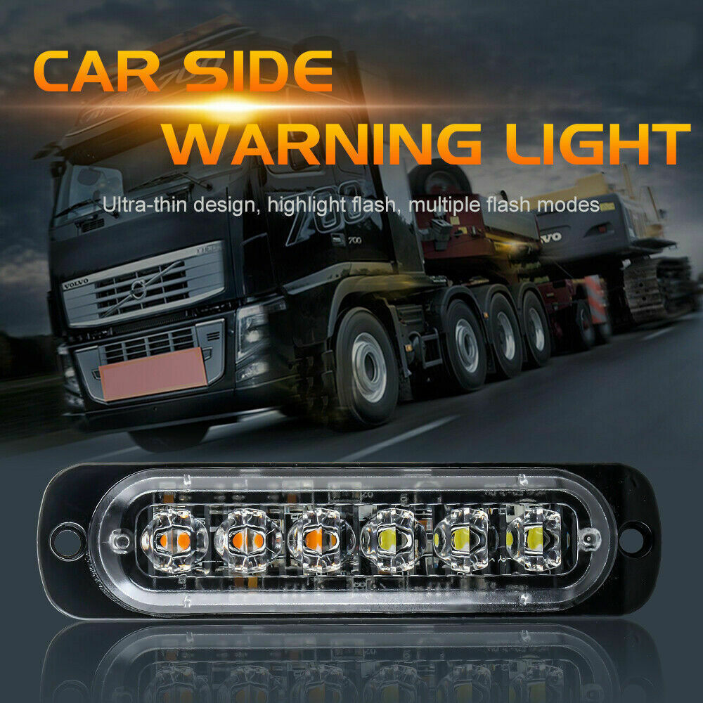 4x 6-LED Red Amber Car Recovery Flashing Grid Beacon Warning Strobe Lights 12V