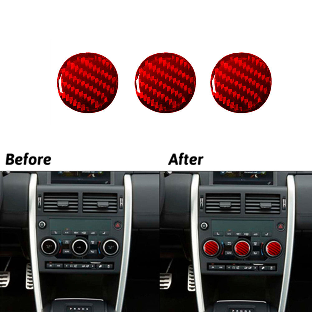 3X Red Carbon Fiber Radio Button Trim for Land Rover Discovery Sport 2015-19