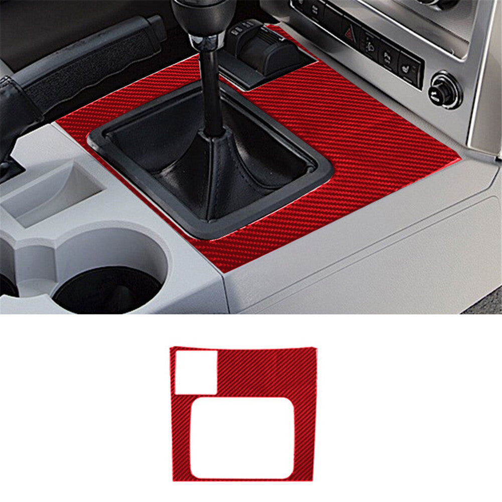 Red Carbon Fiber Manual Gear Shift Panel Cover Trim for Jeep Liberty 2008-2012