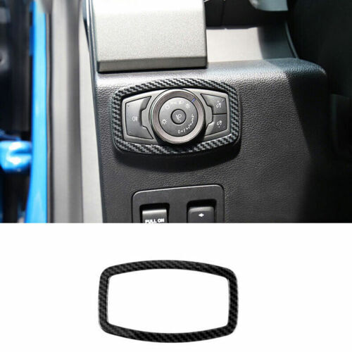 for Ford F150 F-150 2015-2020 Carbon Fiber Headlight Switch Trim Frame Cover ABS