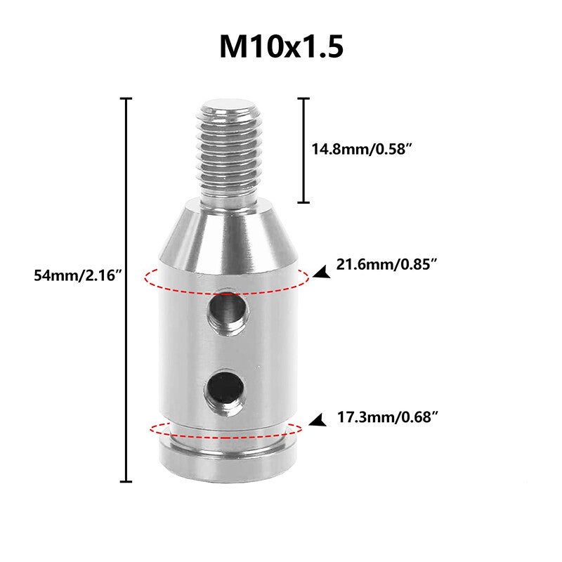 Silver Car Gear Shift Knob Adapter for Non Threaded Shifter M10 x 1.5 Universal