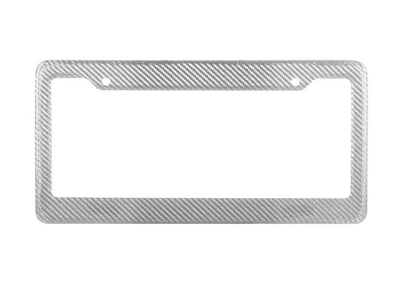 True silver carbon fiber rear cover for car license plate frame on for Kia for Lexus