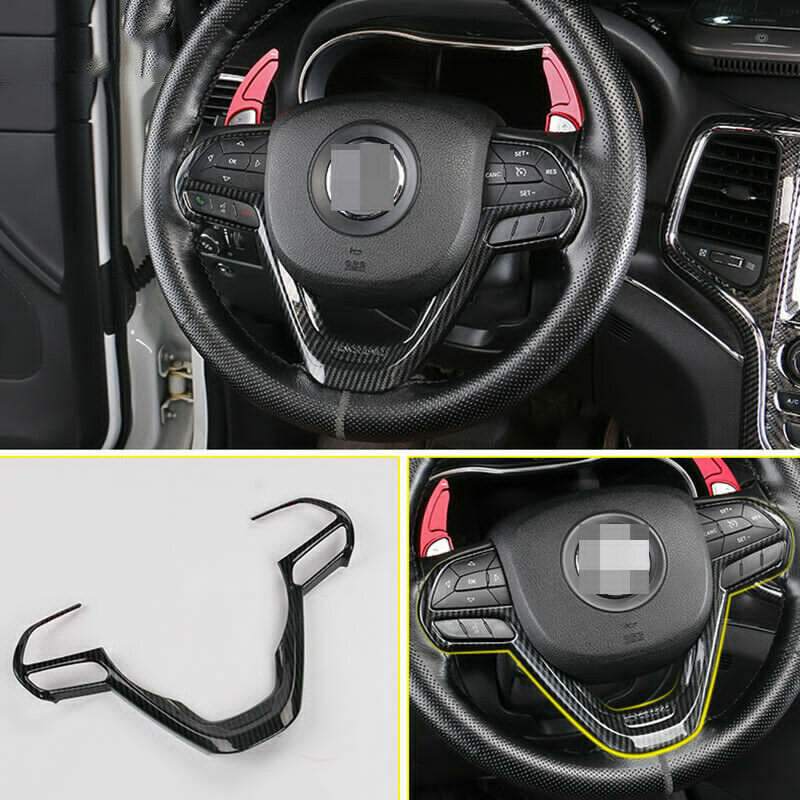 for Jeep Grand Cherokee 2014-2020 Carbon Fiber Steering Wheel Button Cover Trim