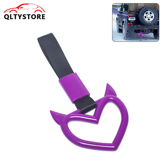 Devil Heart Red JDM Tsurikawa Ring Subway Train Bus Handle Strap Charm Purple