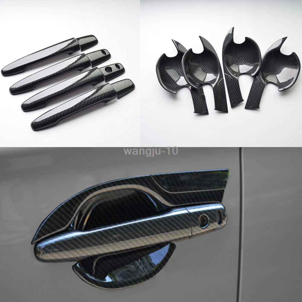 Carbon Color Door Handle Bowl Cover Trims ABS for Mitsubishi Outlander 2013-2021