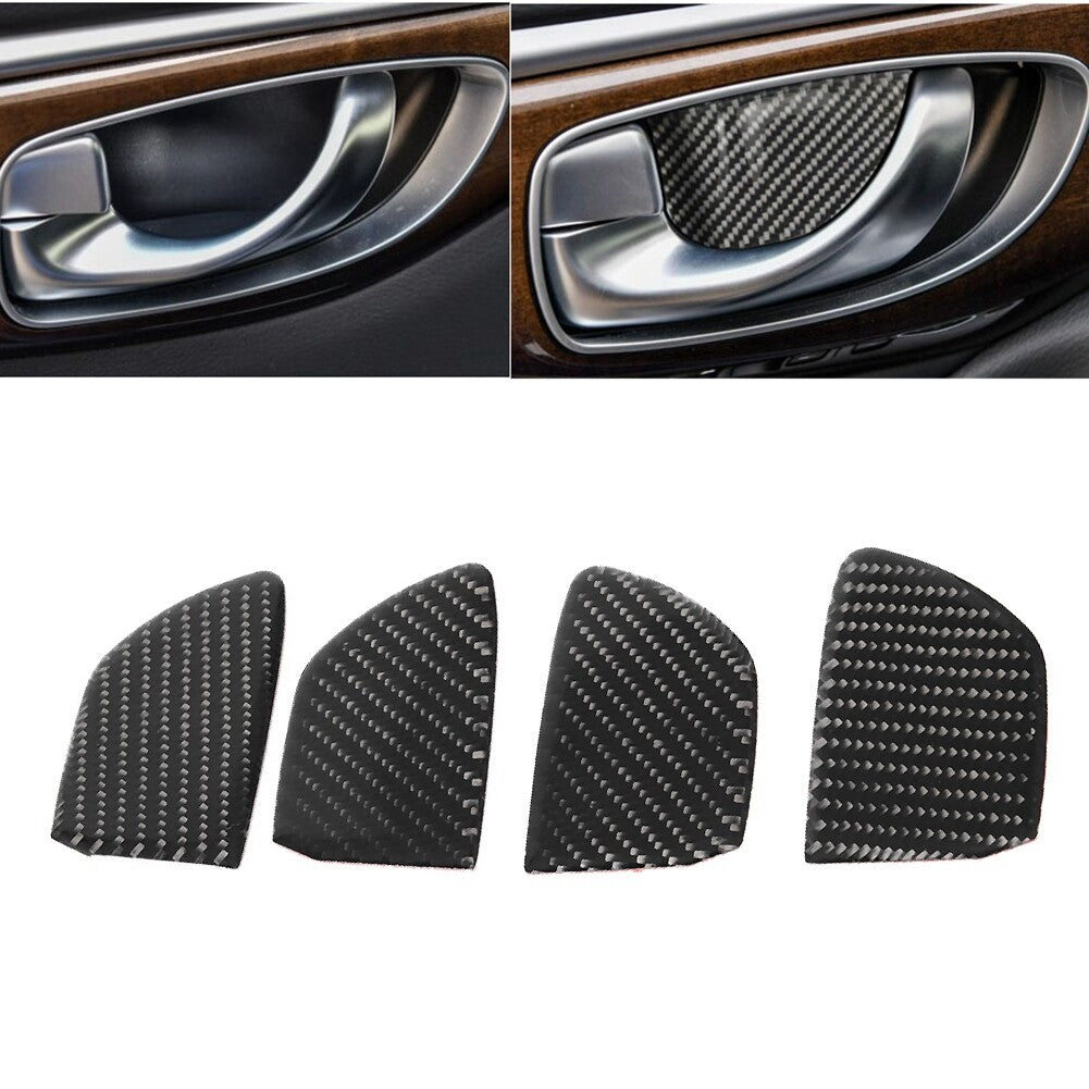 Auto 4Pcs Carbon Fiber Interior Door Handle Bowl Trim Cover For 0 Q60