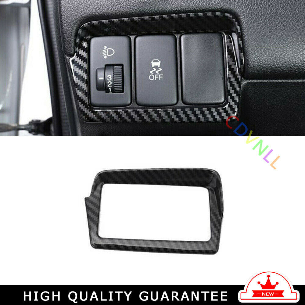 Headlight Button Frame Button Trim 1X for Honda CRV CR-V 2012-2016 Carbon Fiber