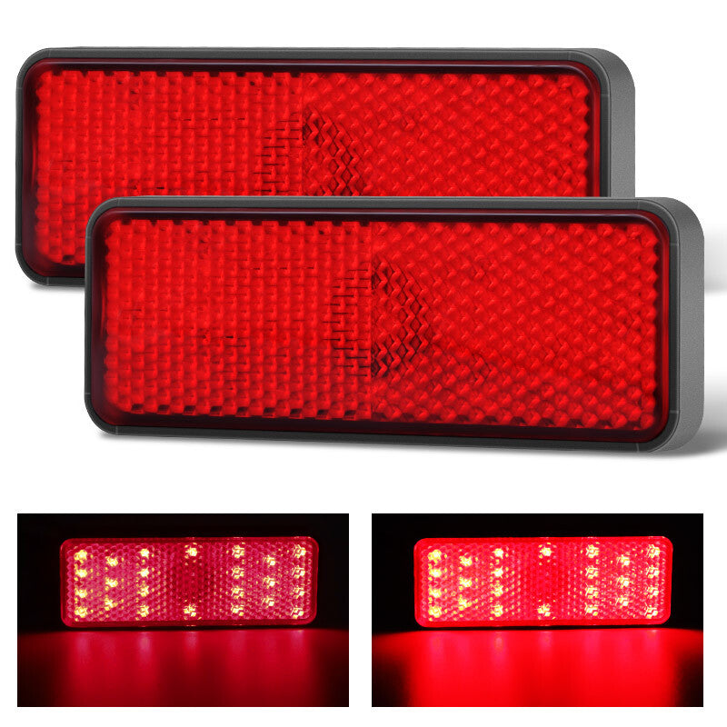 2X Rectangle 24 LED Motorcycle Reflector Stop Brake Tail Turn Signal Light Lamp