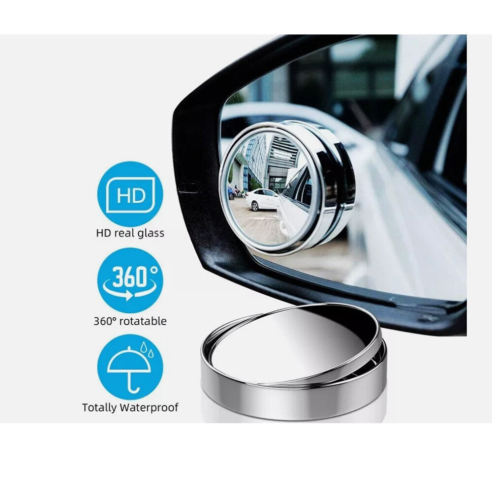2x Blind Spot Mirrors Adjustable Round HD Glass Convex Side Car Rear View Mirror
