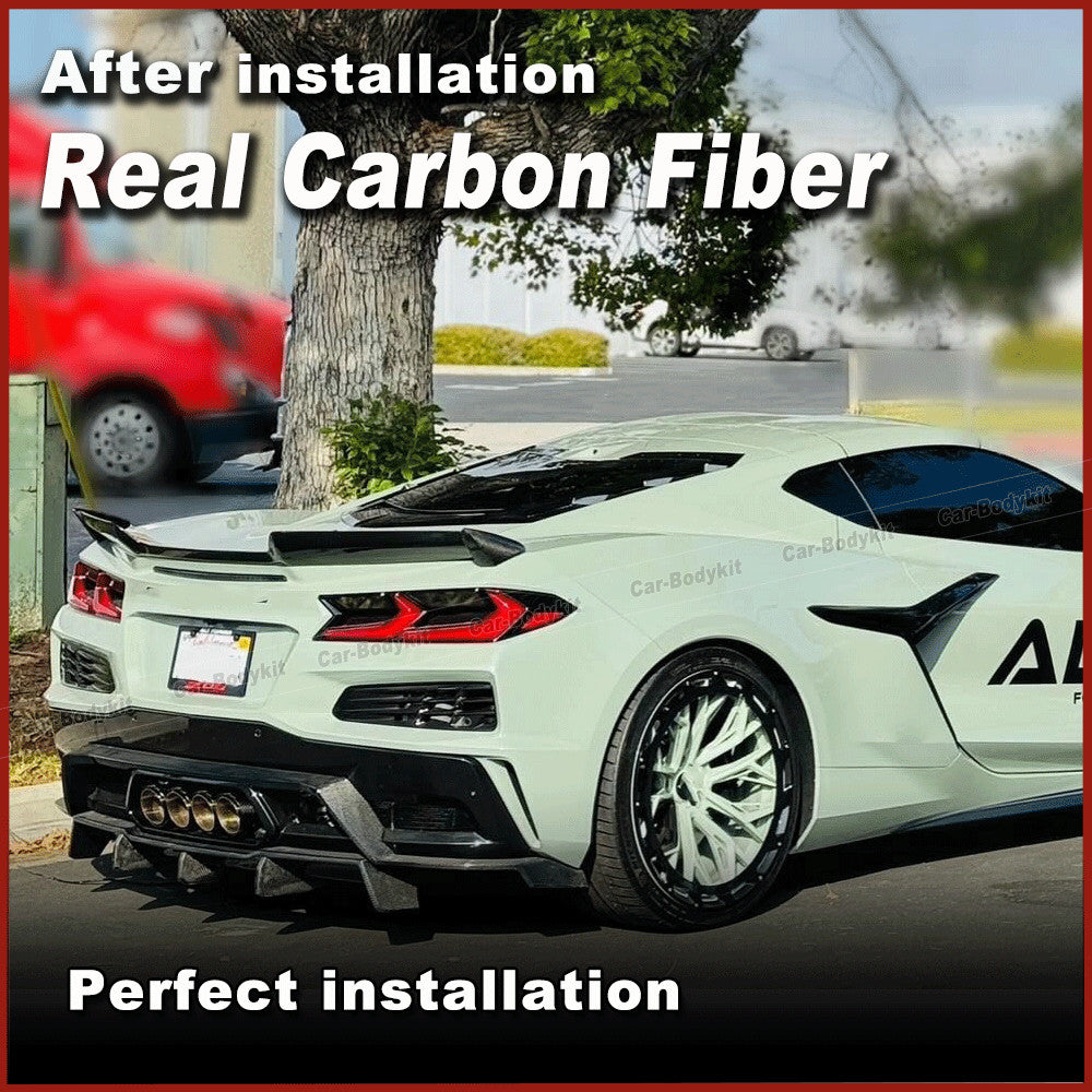 Fit for Chevrolet for Corvette C8 Z06 2022-2024 REAL CARBON Rear Bumper Diffsuer Lip