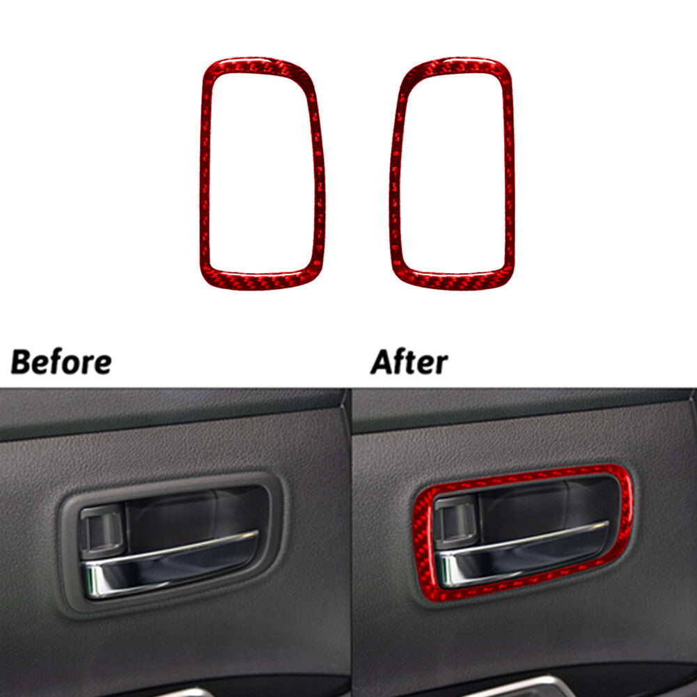 Red Carbon Fiber Front Door Handel Cover Trim for Mitsubishi Outlander 2014-2016
