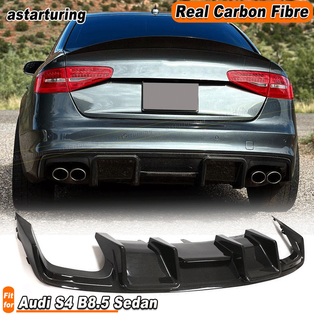 REAL Carbon Rear Bumper Diffuser Lip Spoiler Fit for Audi S4 B8 Sedan 2013-2015