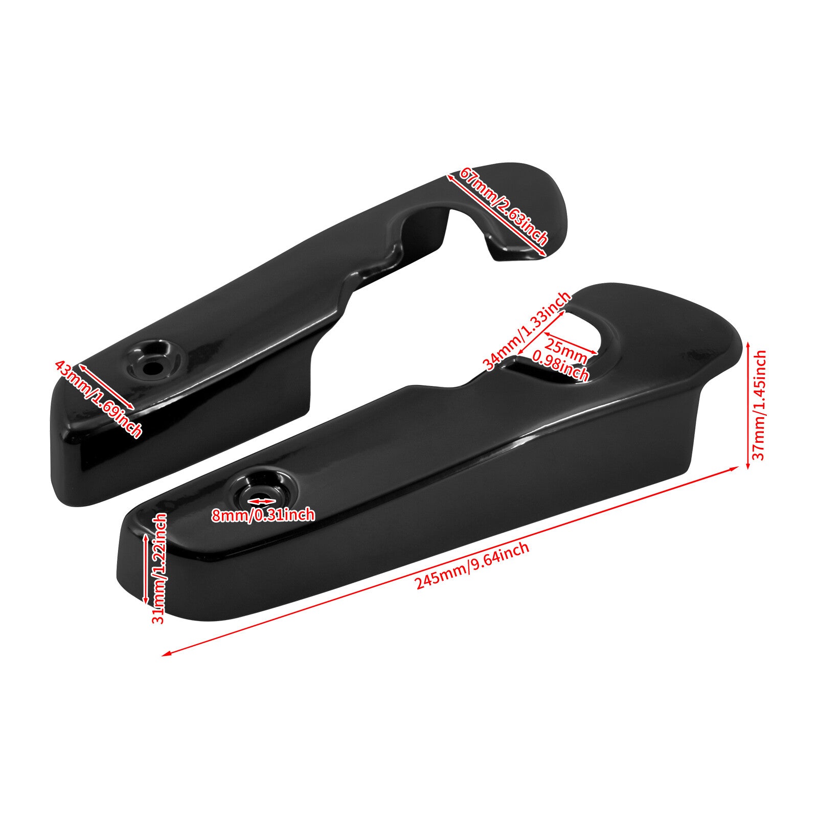 Gloss Black Short Rear Fender Support Bracket Covers for Harley Sportster XL 04+