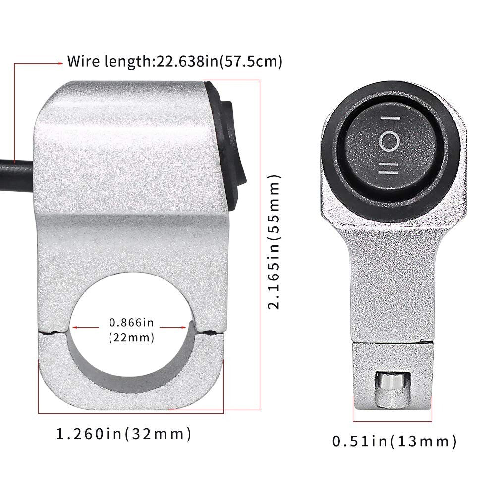 Handlebar Light Switch,On/Off/One Button,CNC Aluminium Fog Light Switch ATV 12V
