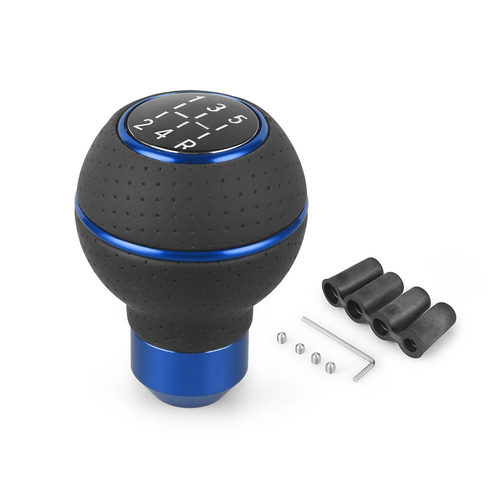 Leather Shift Knob Gear 5-Speed Manual Shifter Car Lever Stick Universal Blue