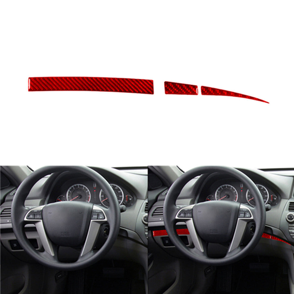 Red Carbon Fiber Dashboard Strip Trim Cover for Honda Accord Coupe 2008-2012