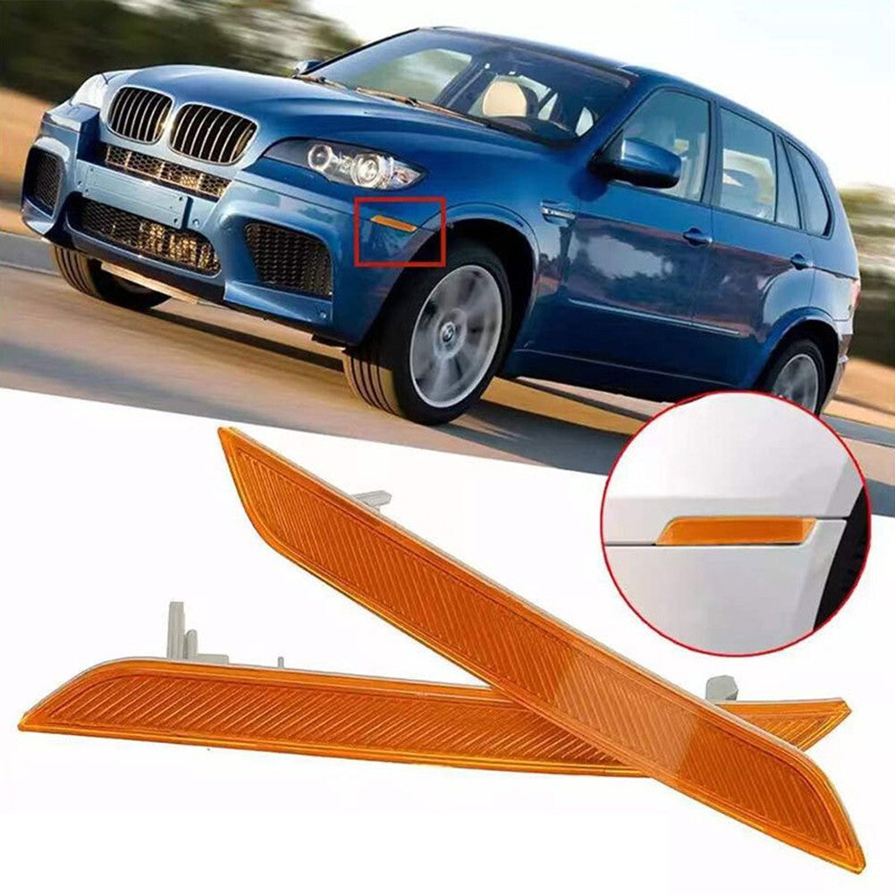 For X6 E71 E72 07-2014 Amber Front Bumper Fender Side Marker Reflector Light