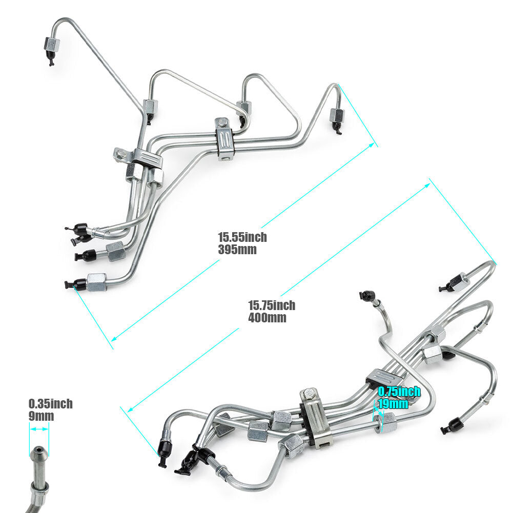8-piece fuel injection line kit for Ford 6.9L and 7.3L IDI 1983-1994 F Series.