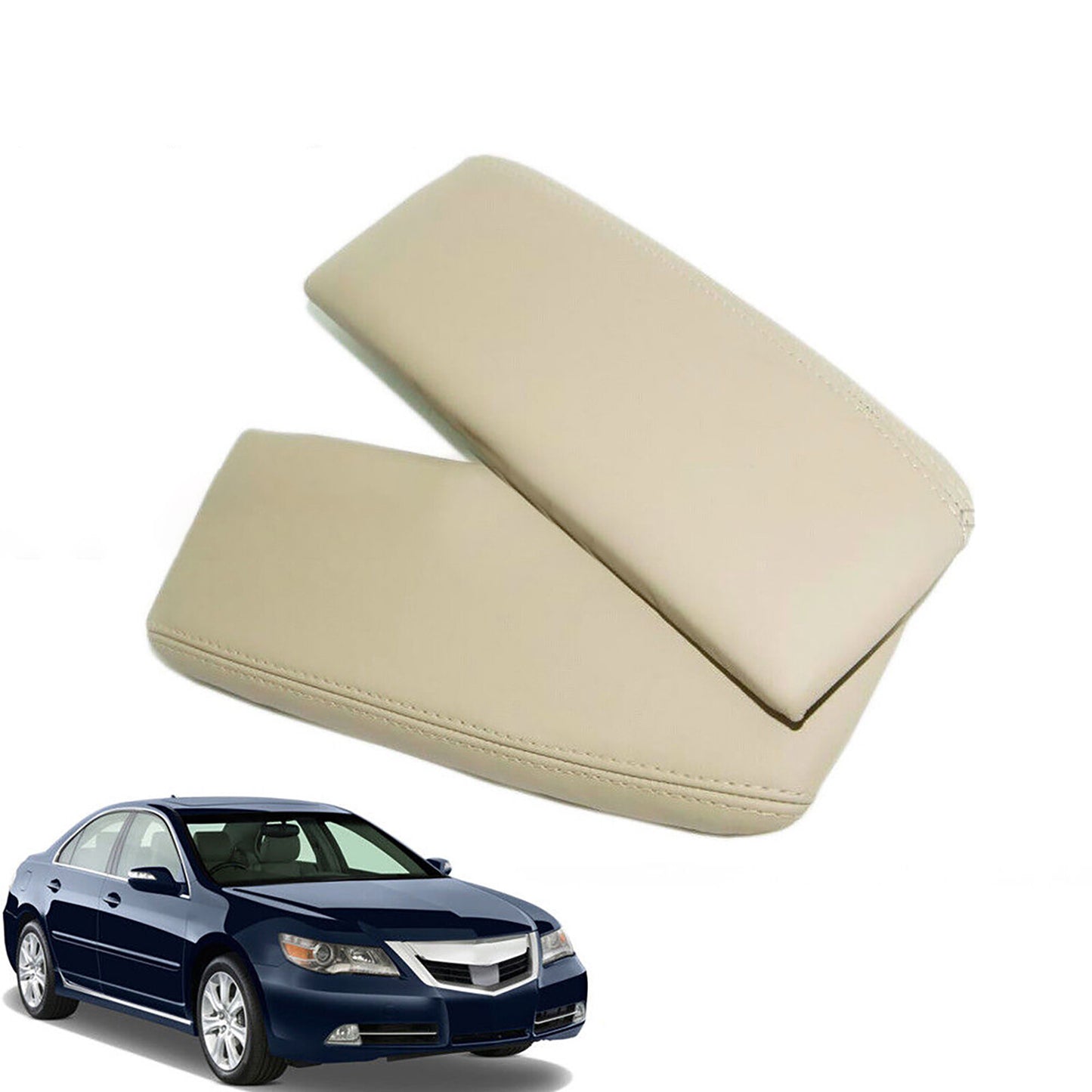 2X Leather Console Lid Armrest Cover Skin for Acura RL 2005-10 Trim Beige Tan