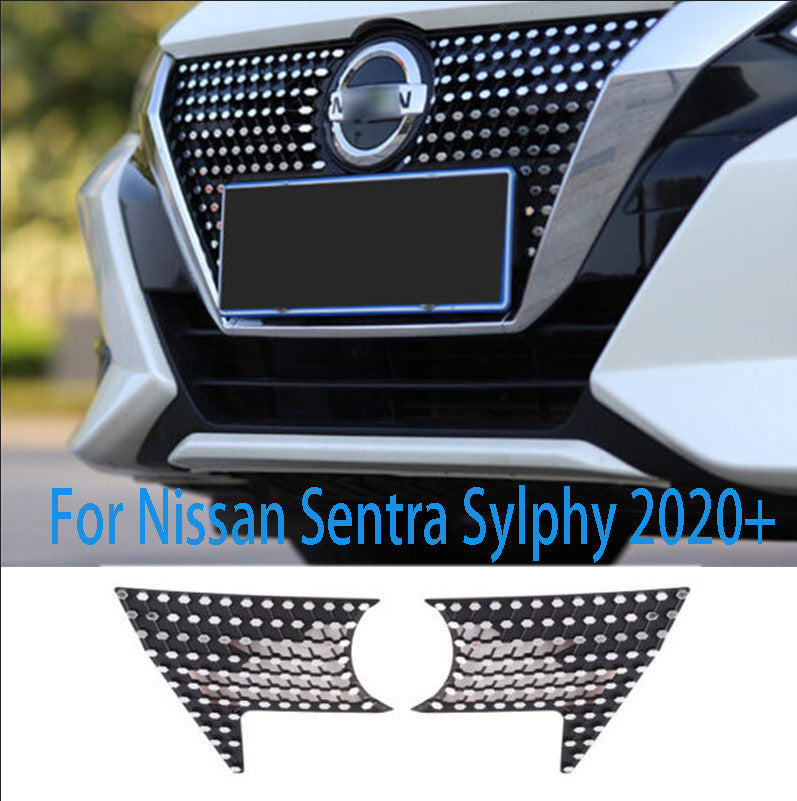 BlackSilver Front Upper Bumper Gypsophila Grill Trim for Nissan Sentra 2020-23