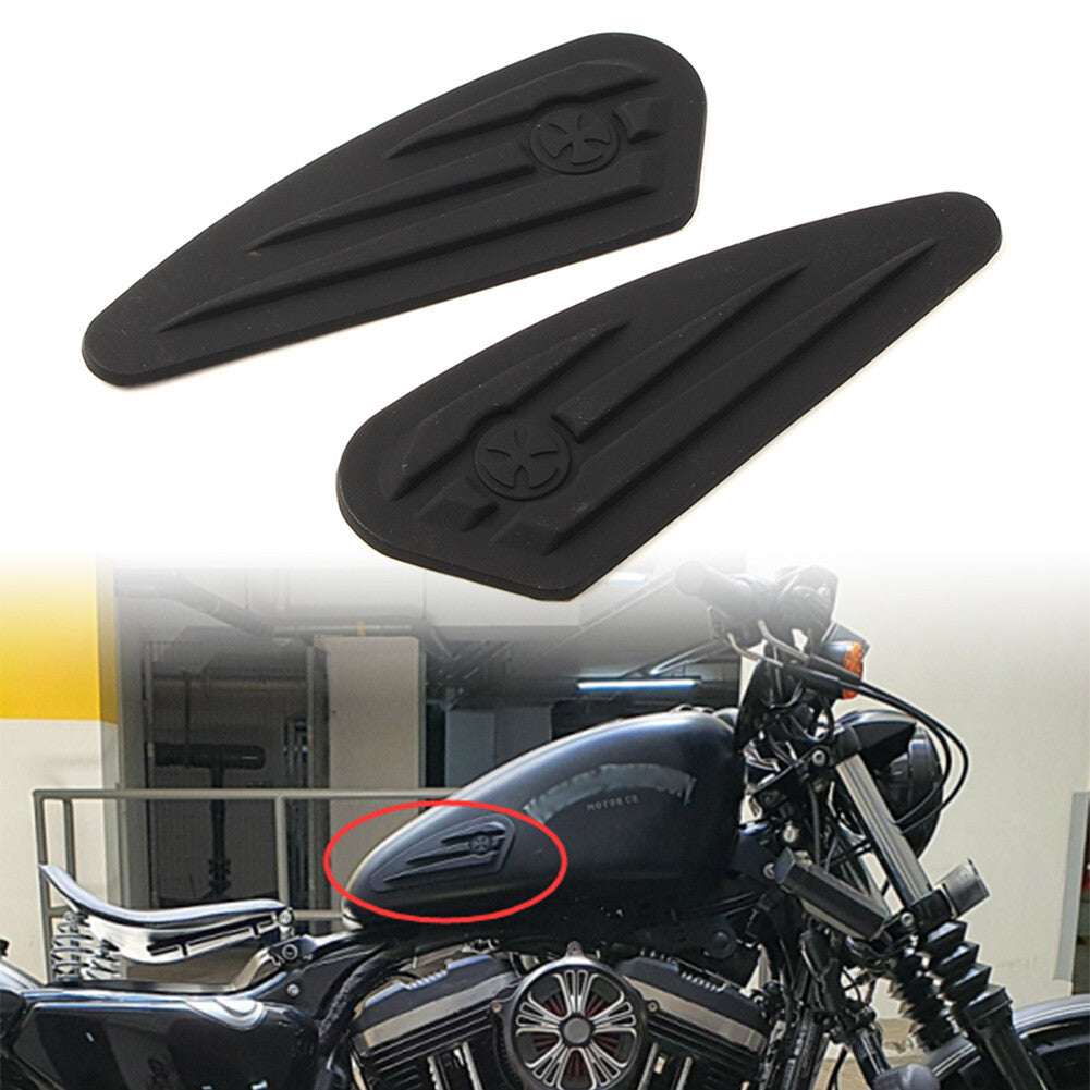 Rubber Fuel Gas Tank Knee Pads Decals Stickers Fit for Harley Softail Dyna Sportster