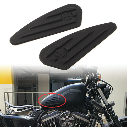 Rubber Fuel Gas Tank Knee Pads Decals Stickers Fit for Harley Softail Dyna Sportster