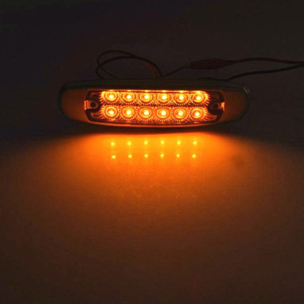 20x Amber Side Marker Clearance Light Sealed Fish Shape For Truck Trailer 12LED