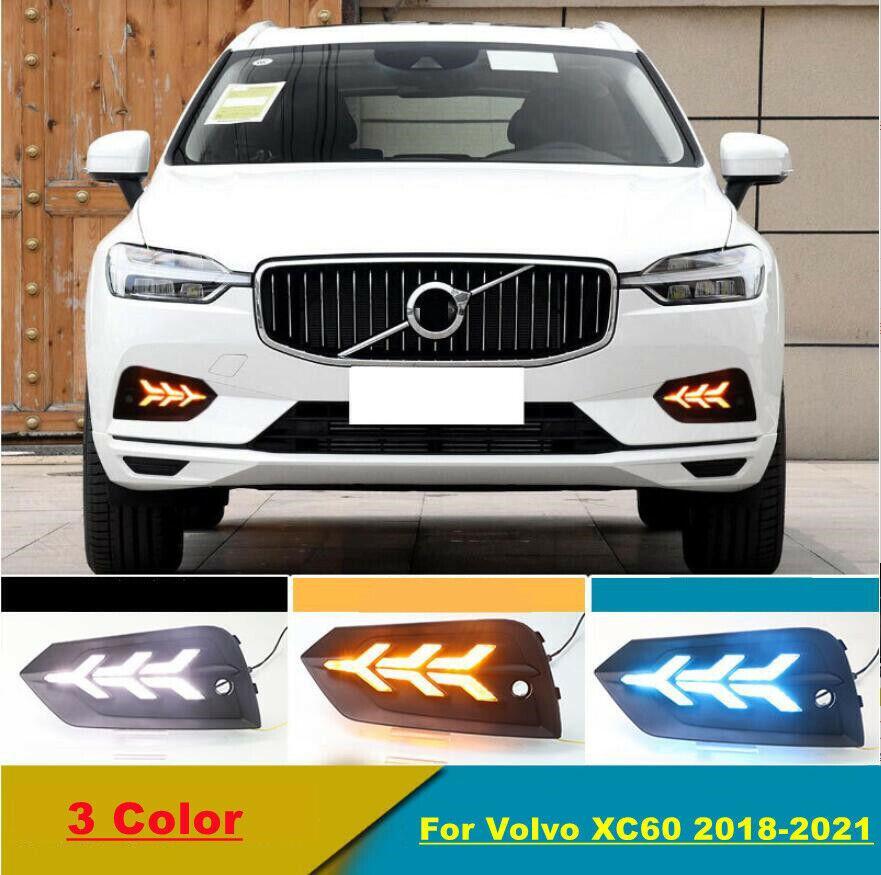 Pair 3 Color LED DRL Daytime running light package 2PCS for Volvo XC60 2018-2021