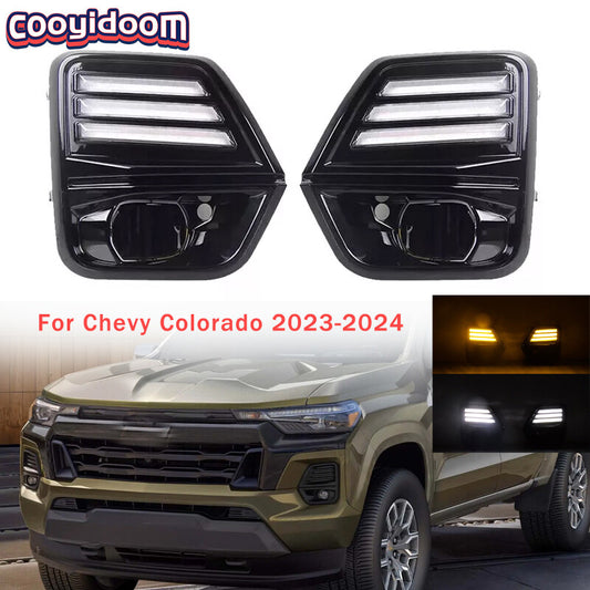 LED daytime running lights with fog lights and turn signals for Chevrolet Colorado 2023-2024
