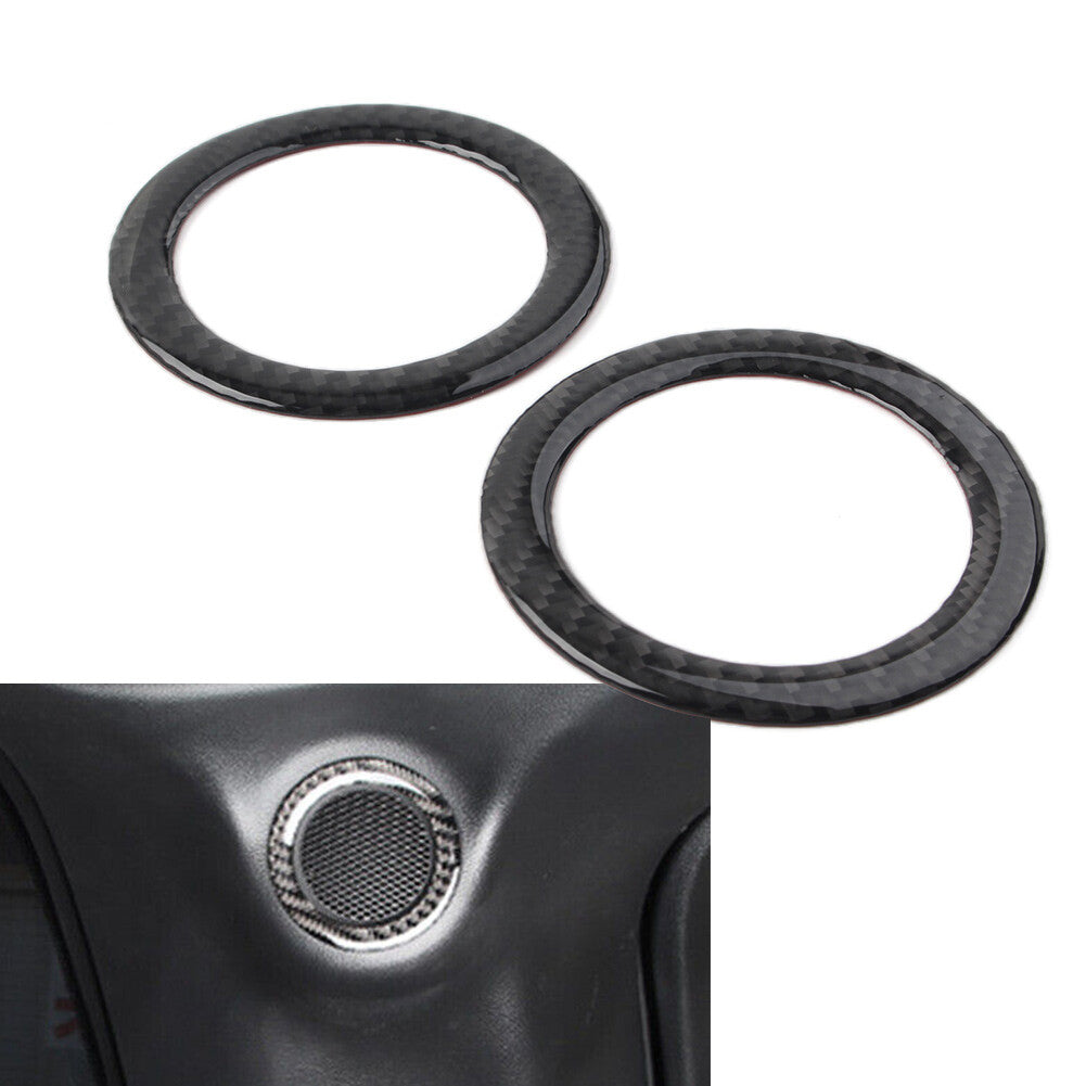 2Pcs Carbon Fiber Rear Audio Speaker Ring Trim Cover for Jeep Grand Cherokee