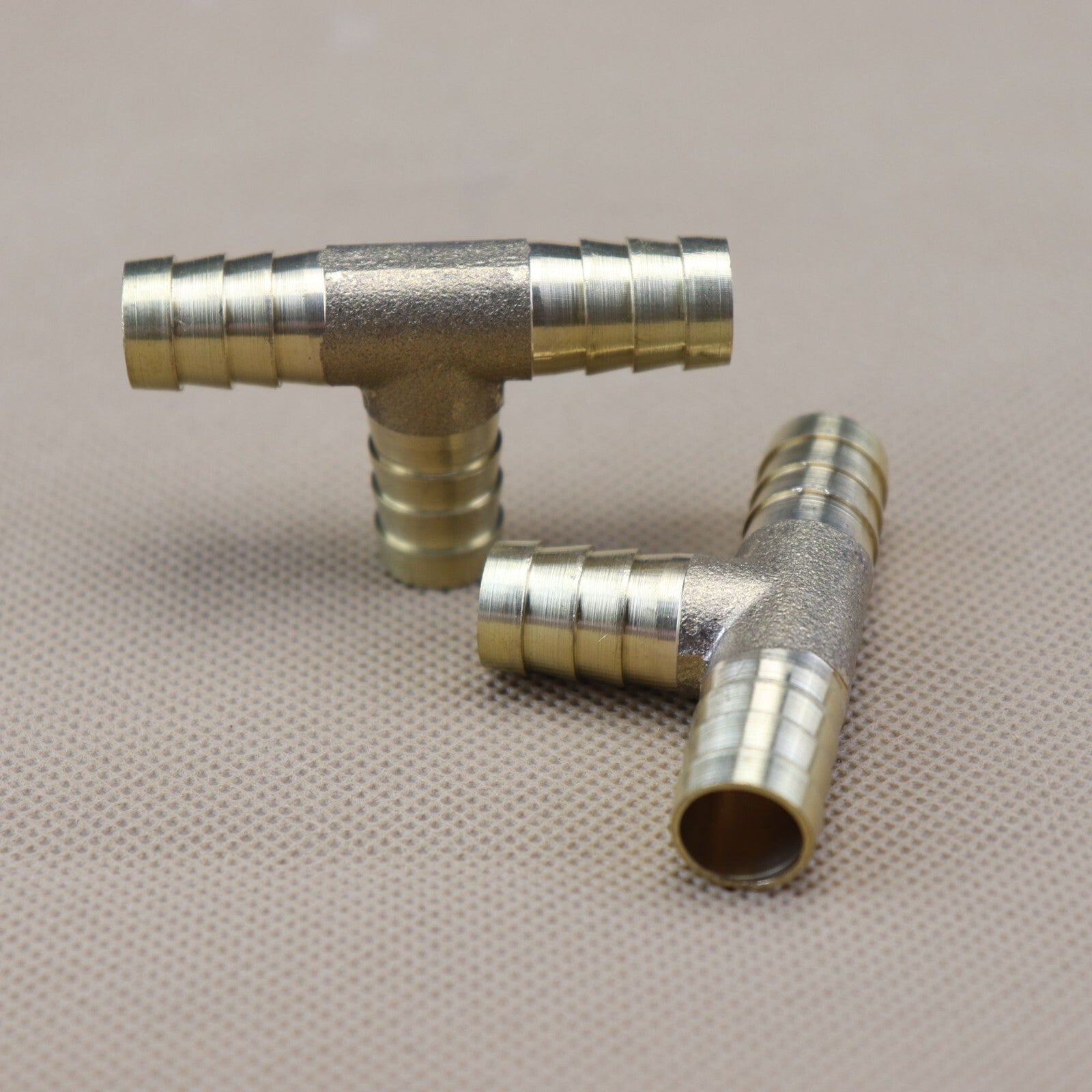 2PCS T Fitting Hose Barb Connector 1/2(12mm) Air Fuel Water 3-Way Brass Tee