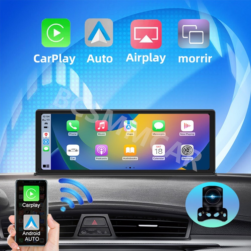 4K Dual Lens Car Dash Cam For Carplay Android Auto DVR WIFI W/Rearview Camera