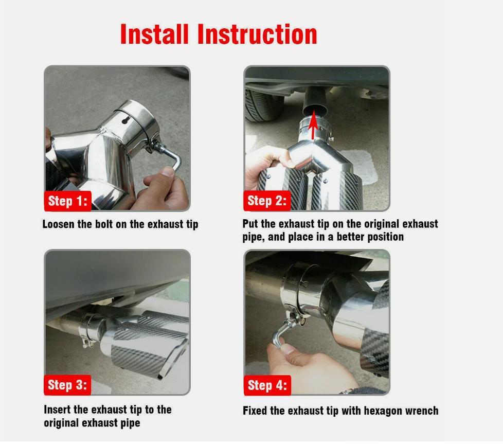 Car Exhaust Tip Dual Pipes End For Akrapovic Real Carbon Fiber ID:2.5 OD:3.5