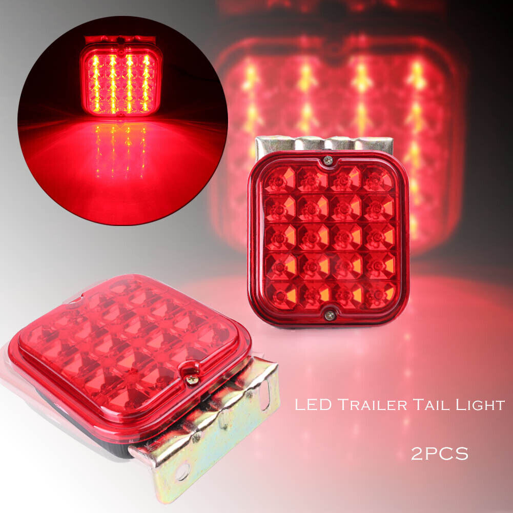 2x Red 4.5 Trailer Tail Light Kit Fit Brake RV Boat Truck Turn Signal Led Light