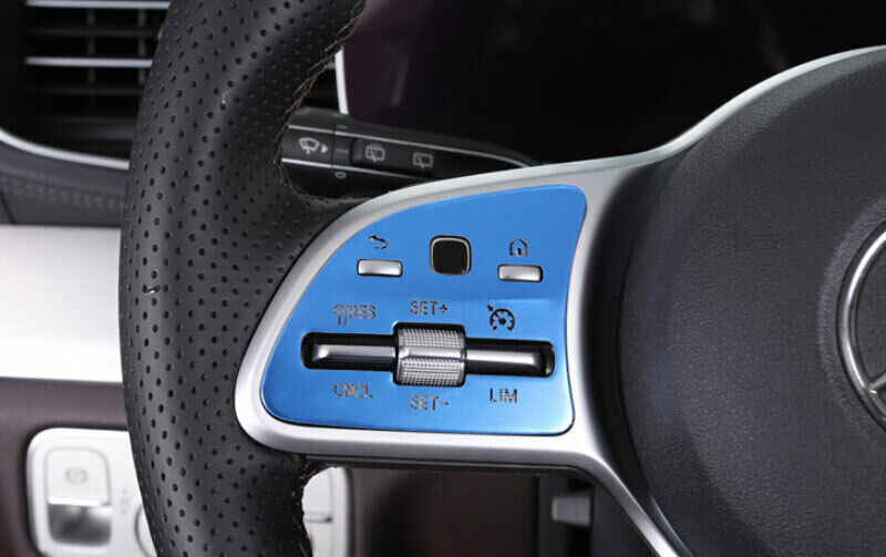 for Benz GLE GLS 2020-2023 Blue Aluminum Inner Steering Wheel Switch Cover Trim