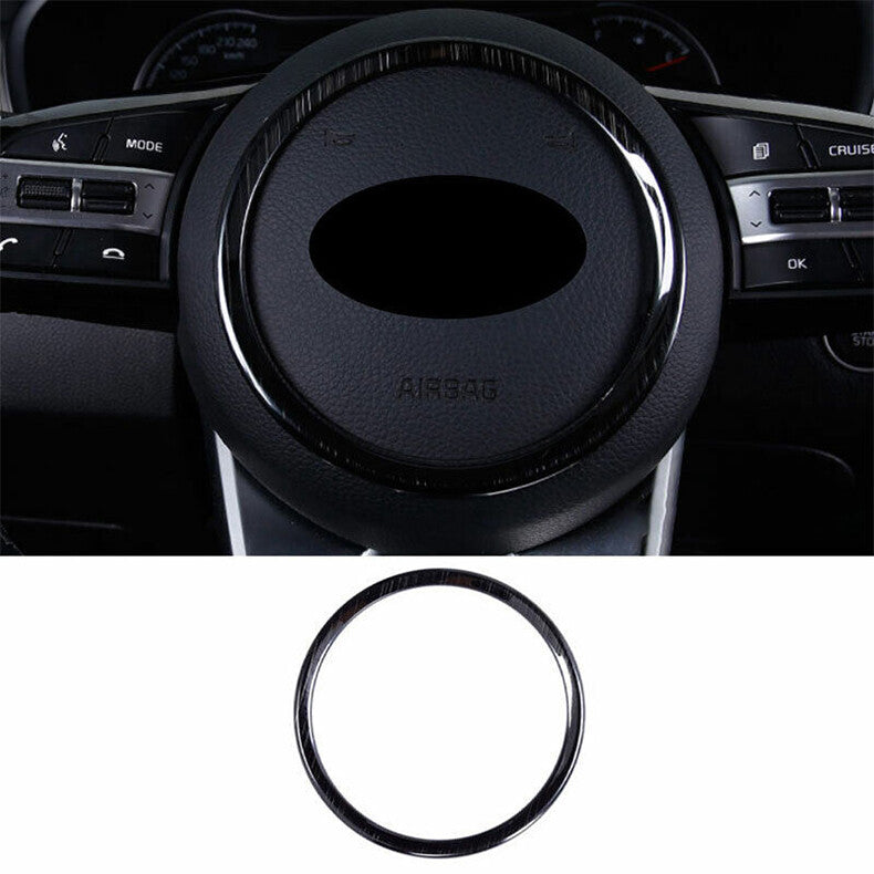 for Kia Seltos 2020-2023 Black Steel Inner Steering Wheel Horn Button Trim Cover