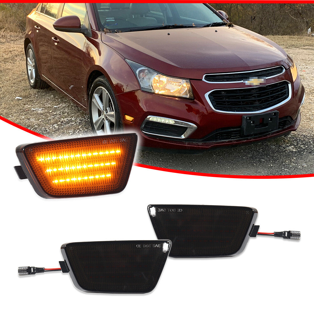 Two front bumper smoked amber side marker lights for 2011-2015 for Chevrolet for Cruze .