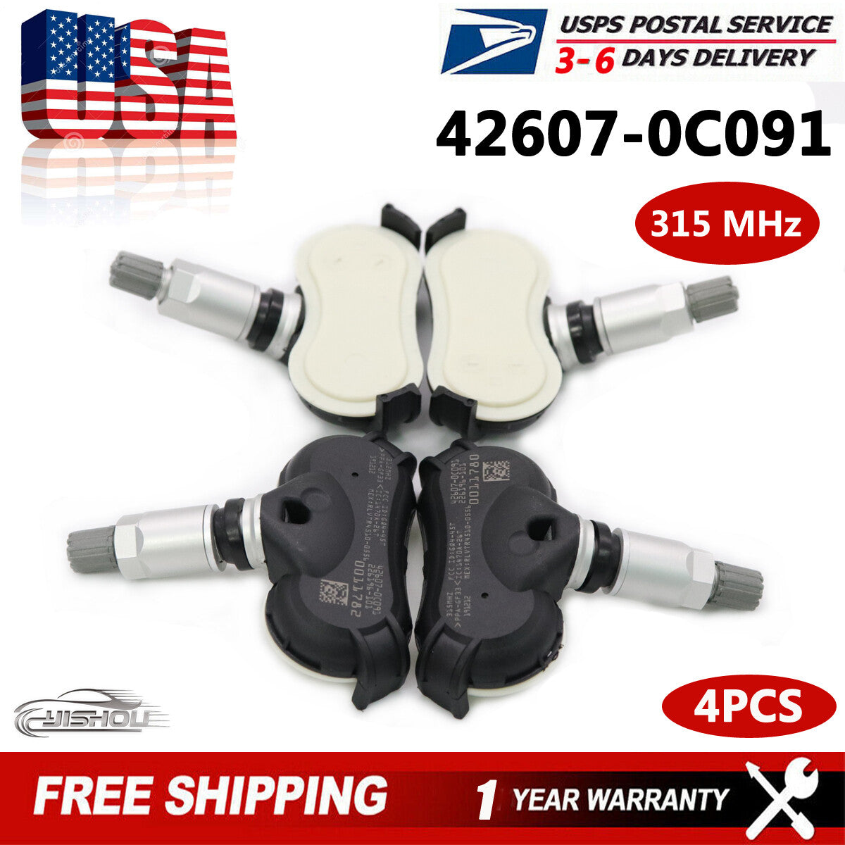 4PCS 42607-0C091 TPMS Tire Pressure Sensor for Toyota Sequoia Tundra 2018-20 US