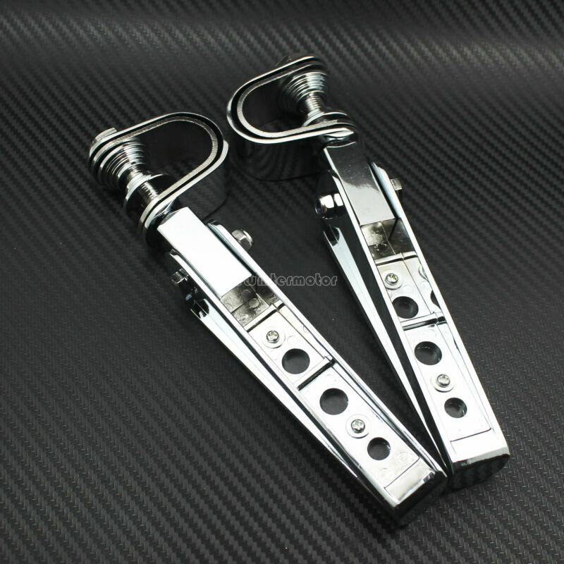 Motorcycle Chrome 1-1/4 Highway Engine Guard Crash Bar U-clamp Foot Pegs Rests