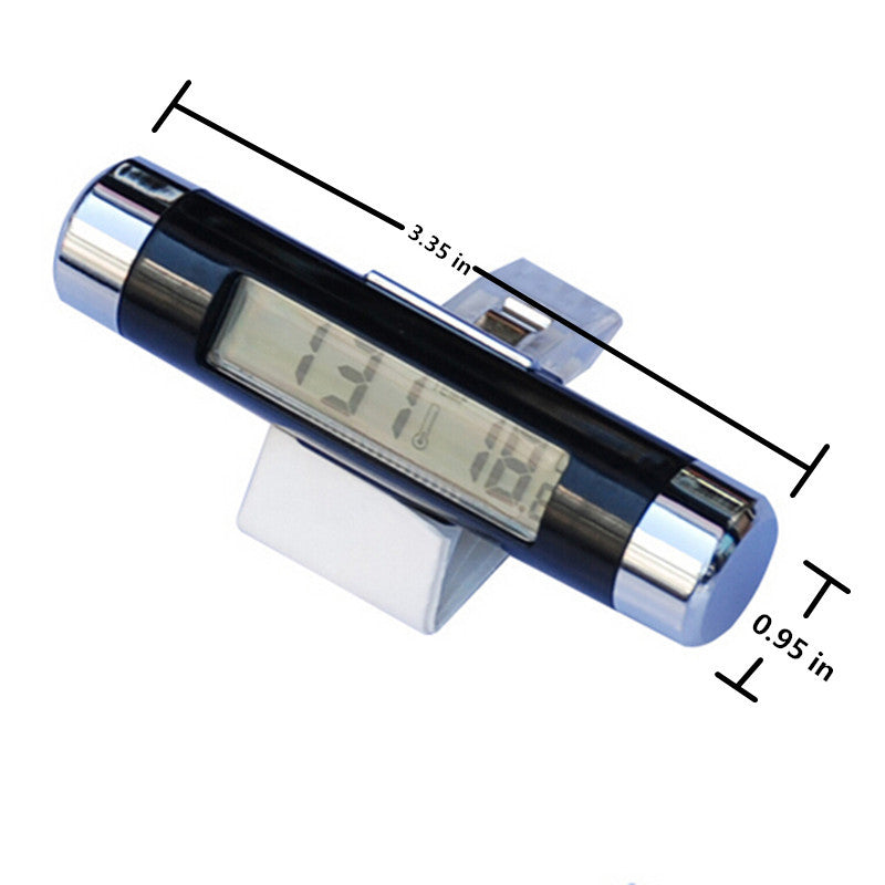 Car Conditioning Air Vent Clip-on Clock Thermometer Calendar LCD Blue Backlight