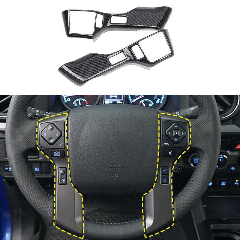 Carbon Fiber Steering Wheel Switch Cover Trim 2pcs for Toyota Tacoma 2016-2021