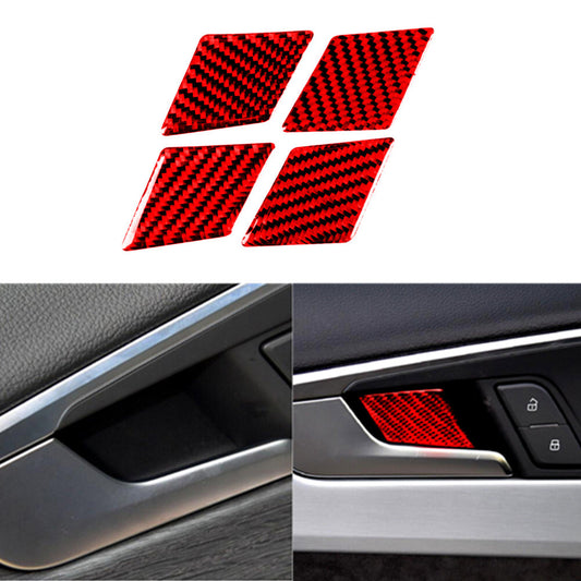 for Audi for A4 2017-2019 Red Carbon Fiber Inner Door Decorative Cover Trim Sticker