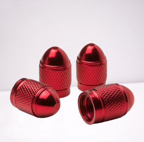 4-Piece Red Bullet Car Tire Valve Cover Stem Cover Air Valve Dust Cover for Huidai for Kia