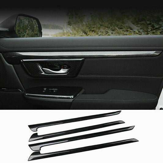 4X for Honda CR-V CRV 2017-2022 Carbon Fiber Inner Door Armrest Decor Cover Trim