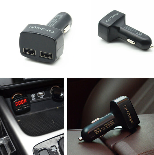 Car Charger Port Ammeter Voltmeter Black Thermometer Red LED Monitor Dual USB