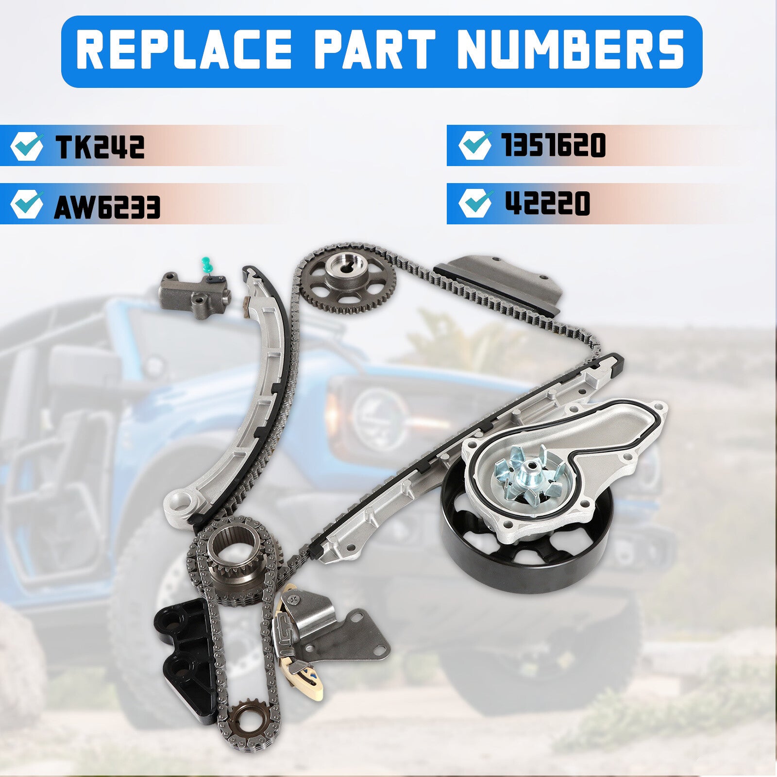 Timing Chain and Water Pump Kit for Honda Accord 10-11 08-12 CR-V 2.4L engine