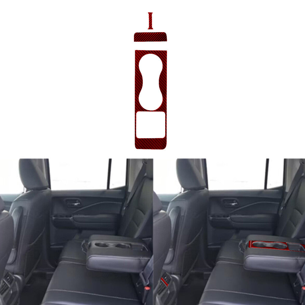 Red Carbon Fiber Rear Center Cup Holder Cover Trim for Honda Ridgeline 2017-20