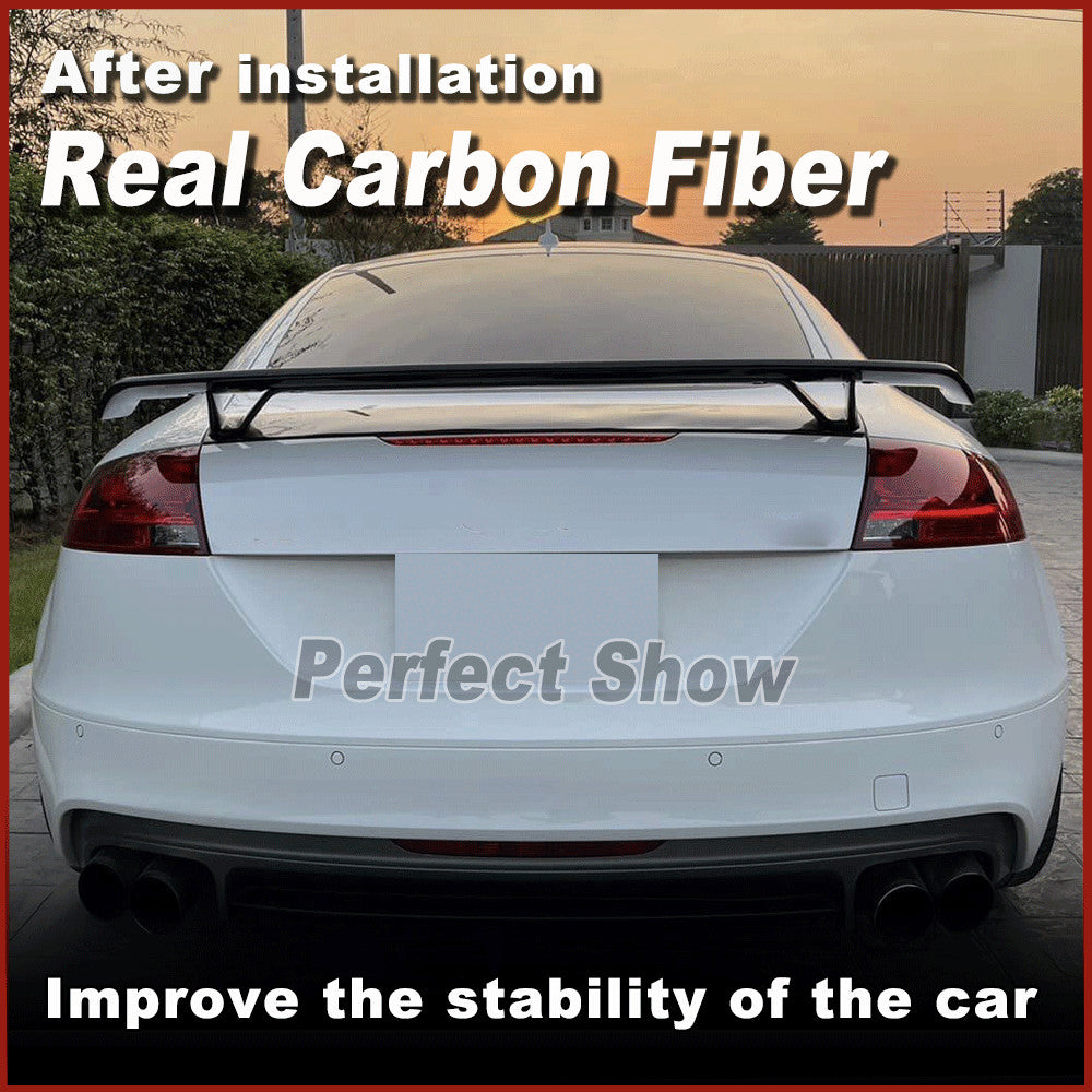 for Audi Mk2 TT 8J TTS 2008-2014 REAL CARBON Rear Trunk Spoiler Double-Deck Wing