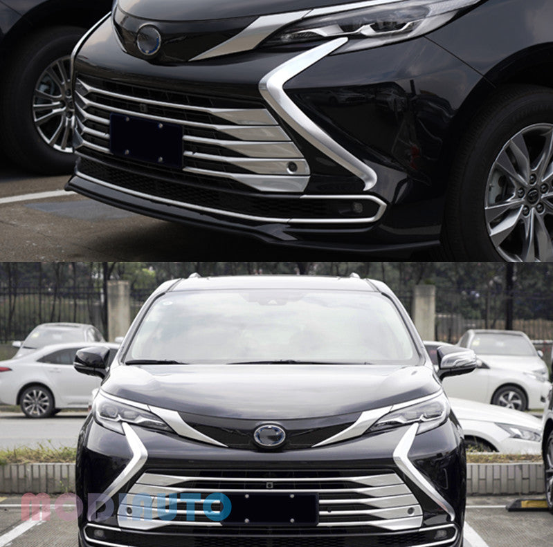 Chrome ABS Front Grill Grille Side Cover Mouldings For 2021-2023 for Toyota for Sienna