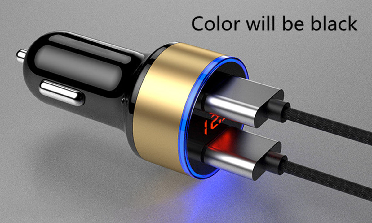 Dual USB Fast Charging Adapter Cigarette Lighter Car Charger Voltmeter 12V 24V